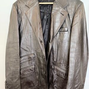 Vintage Yves Saint Laurent Black Satin-Lined Leather Jacket